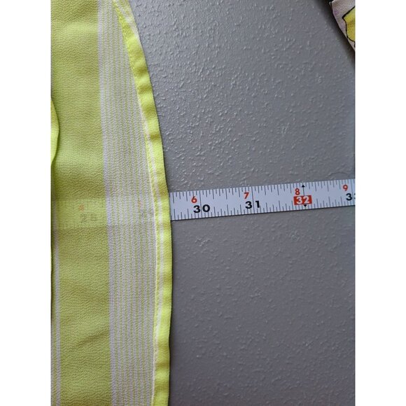 Ann Taylor Loft Womens Blouse Medium Sheer Lime Green Striped V Neck Lagenlook - Picture 6 of 6